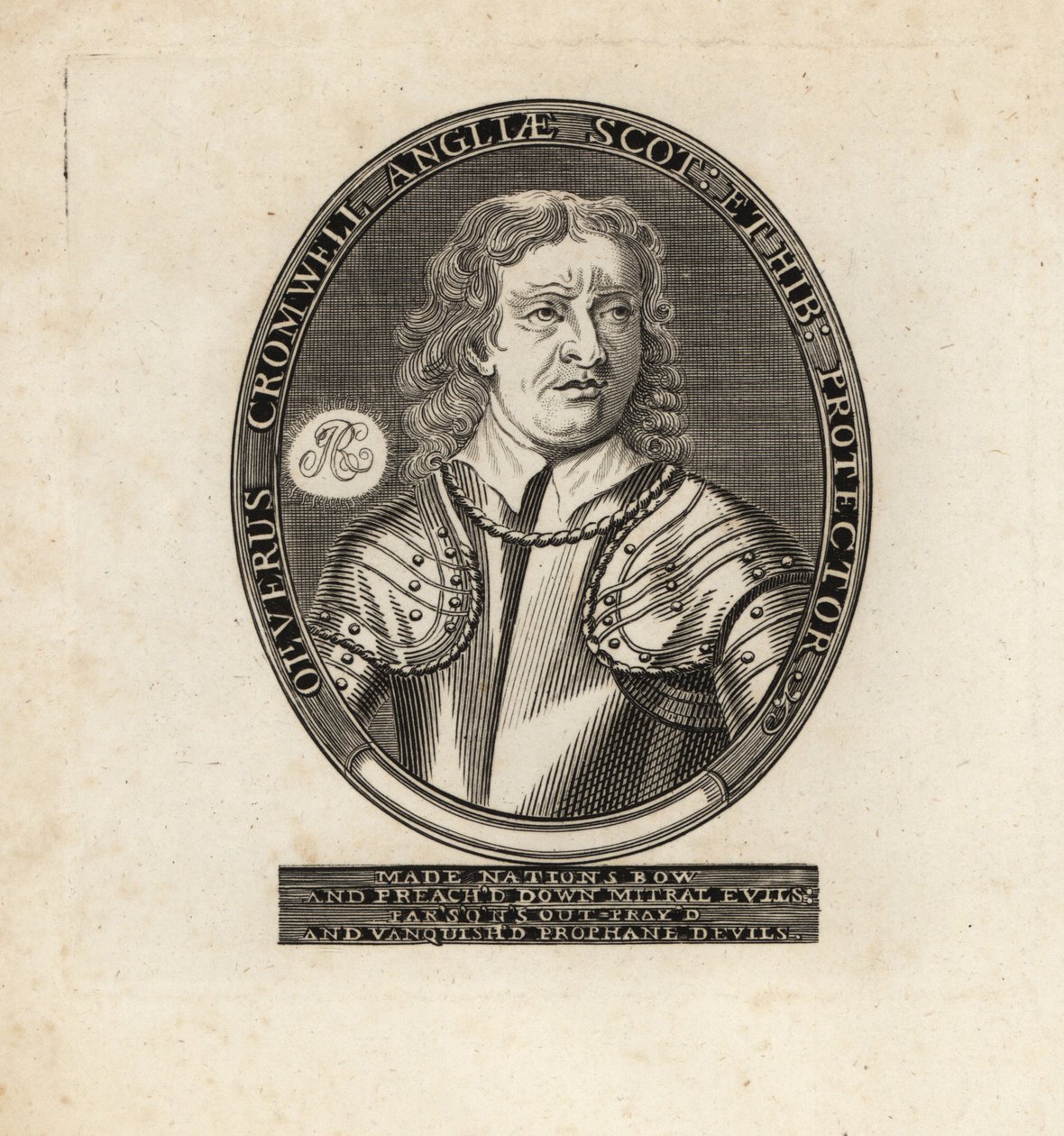 Soikea muotokuva Oliver Cromwellista, Lord Protectorista. tekijältä Theodore de Bry