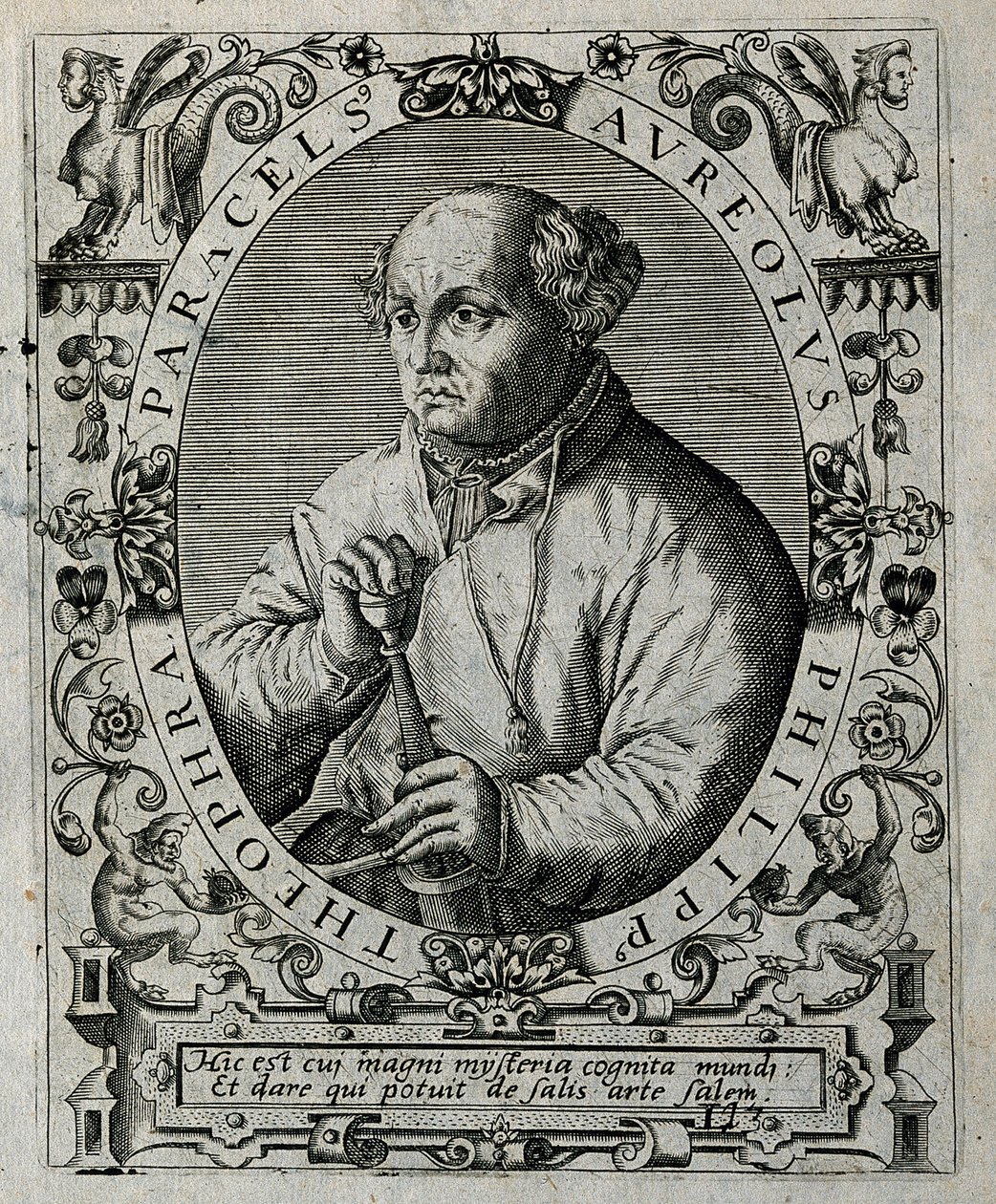 Philippus Theophrastus Aureolus Bombastus von Hohenheim Paracelsus, 1645. tekijältä Theodore de Bry