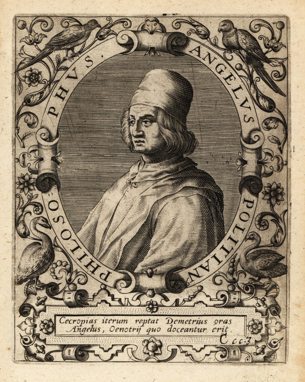 Poliziano, italialainen klassikkotutkija. tekijältä Theodore de Bry
