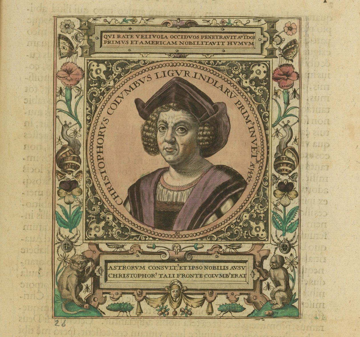 Kristoffer Kolumbuksen muotokuva, 1595. tekijältä Theodore de Bry