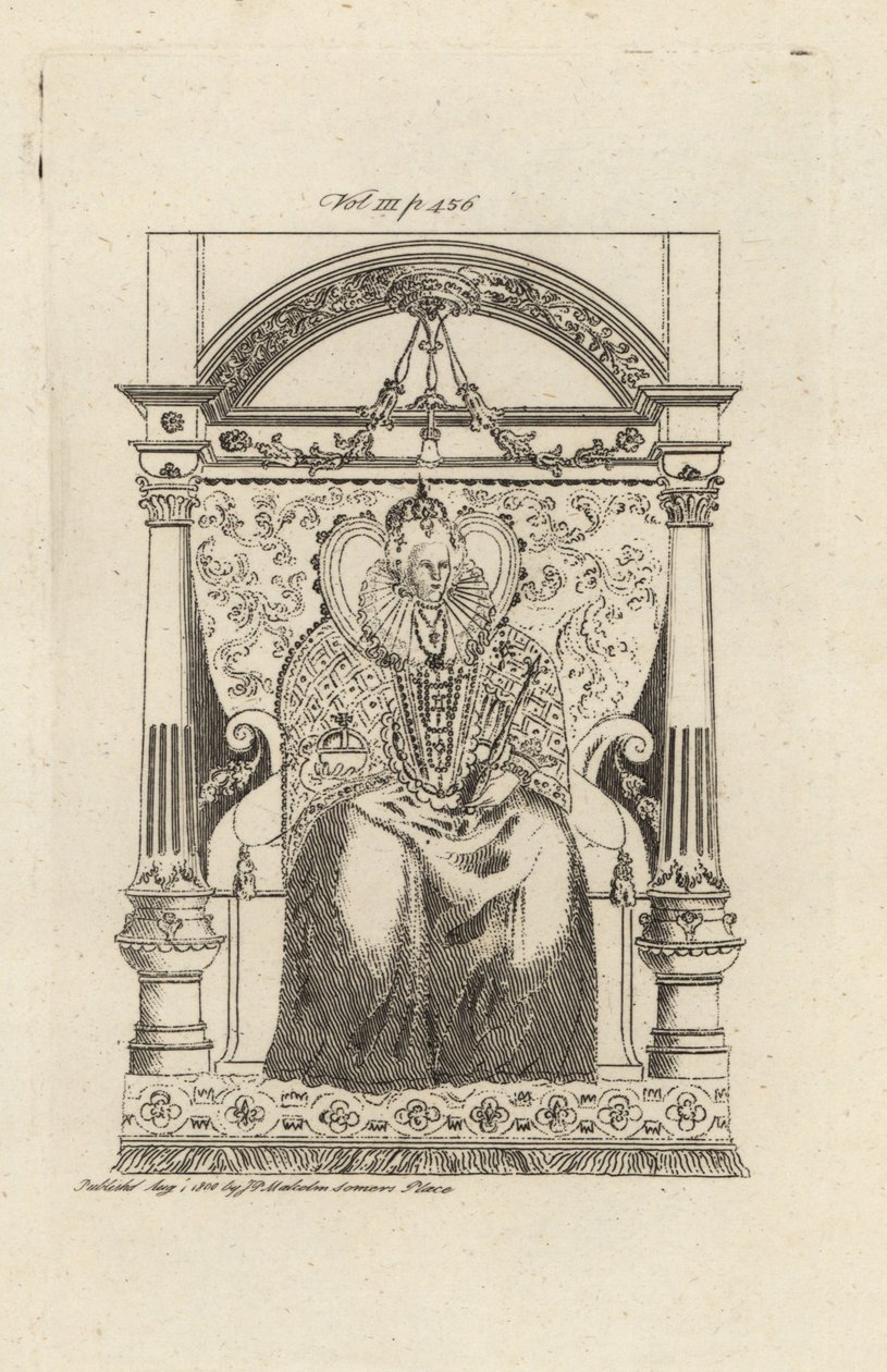 Englannin kuningatar Elizabeth I lasimaalauksesta. tekijältä Theodore de Bry