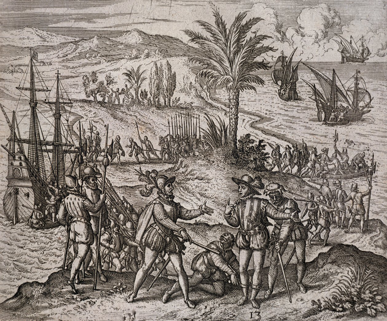 Christopher ja Bartholomew Columbuksen pidätys Francisco de Bobadillan määräyksestä tekijältä Theodore de Bry