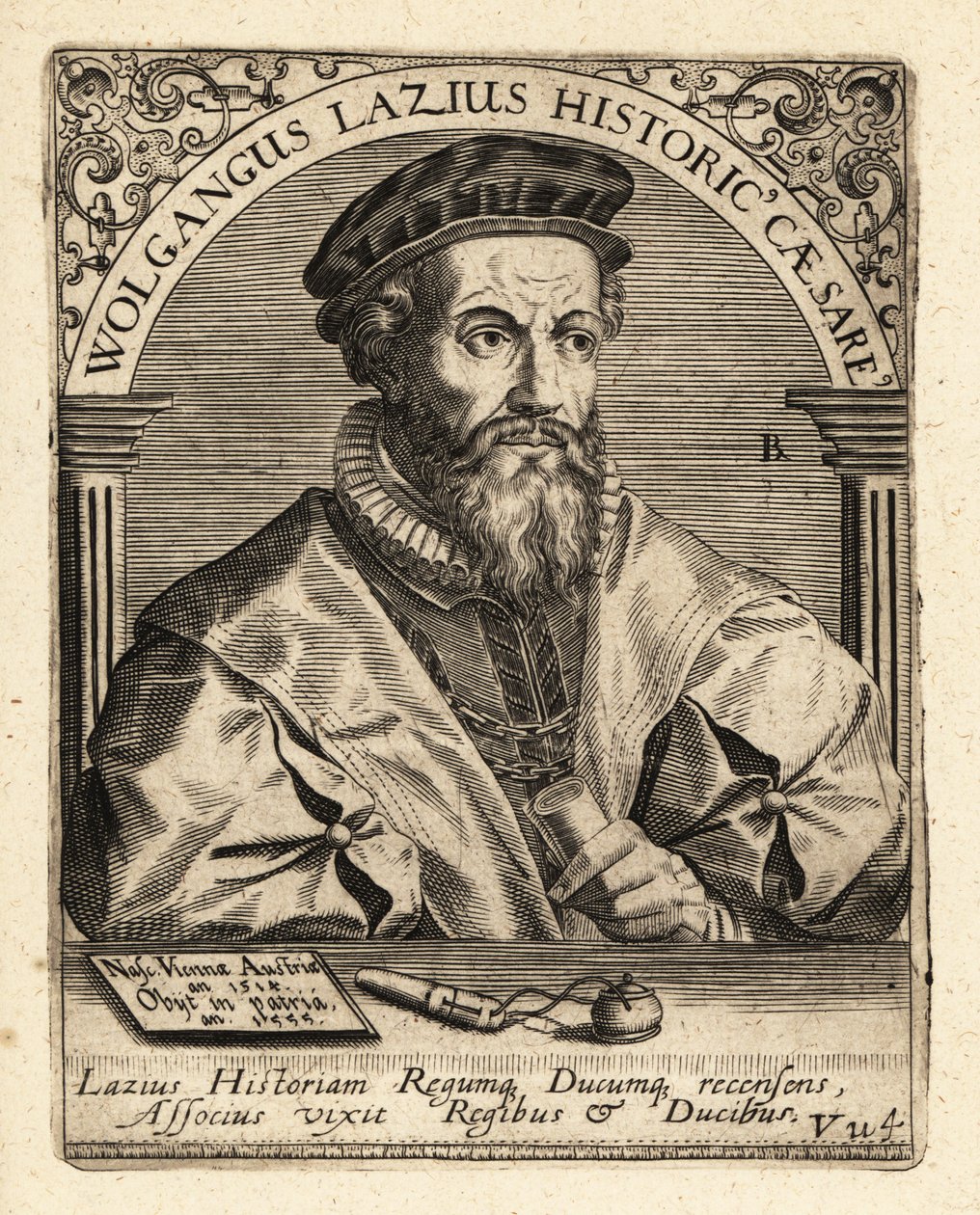 Wolfgang Laz, itävaltalainen kartografi ja historioitsija. tekijältä Theodore de Bry