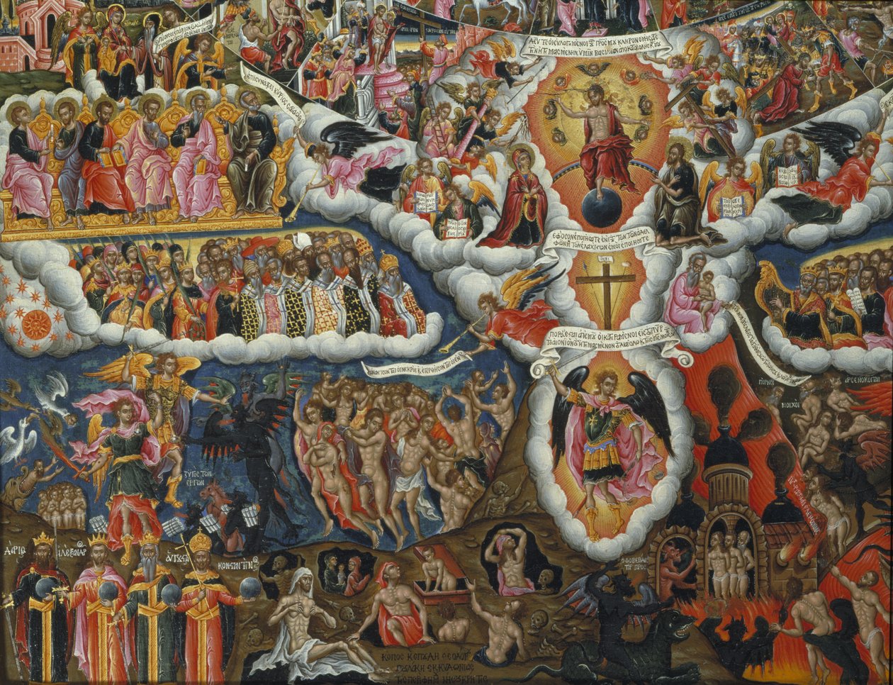 Hymn to the Neitsyt, Sinussa iloitsee... (munan tempera & kultalehti paneelissa) (yksityiskohta 258109) tekijältä Theodoros Pulakis