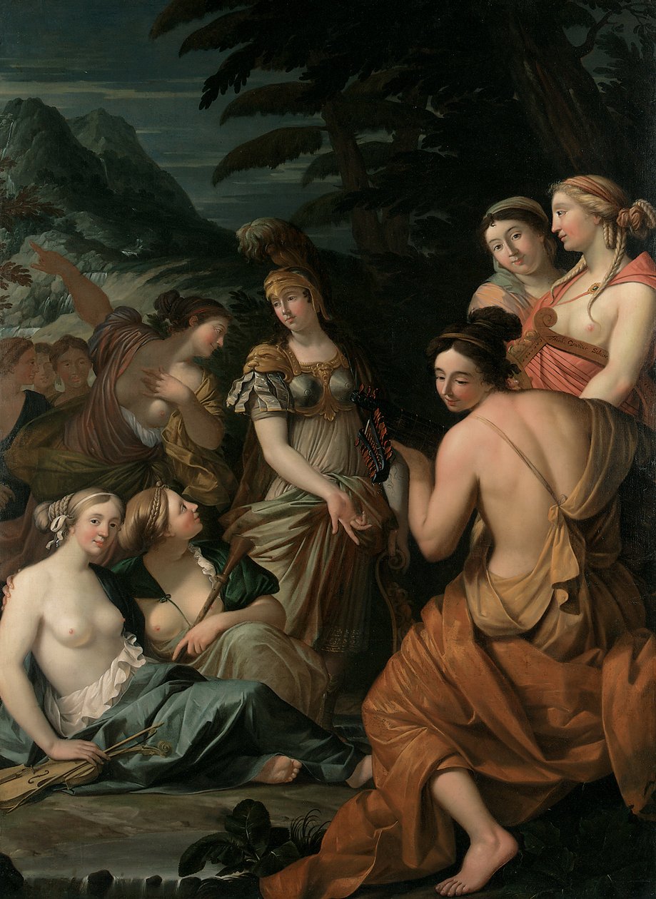 Minerva ja muusat Helicon-vuorella, 1675 tekijältä Theodorus van der Schuer