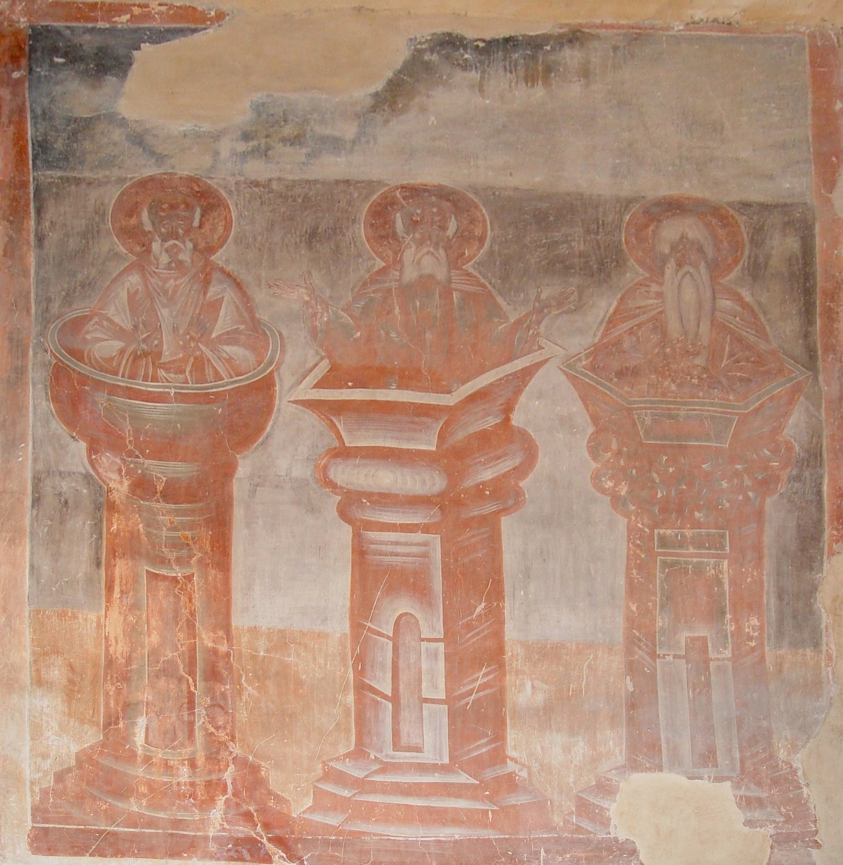 Pyhät Simeon Stylites vanhin, Simeon Stylites nuorempi ja Alypius Stylites, 1378 tekijältä Theophanes the Greek