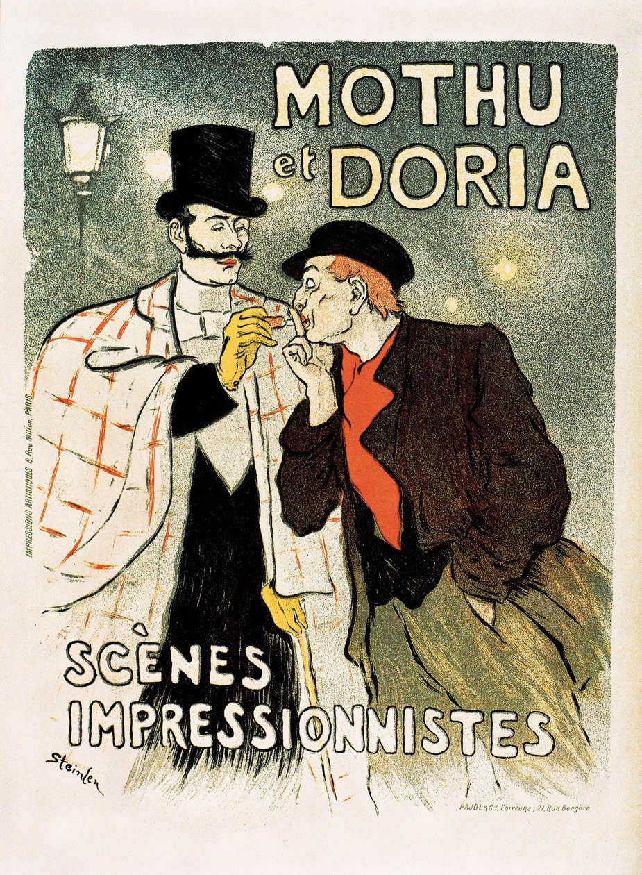 Laulajien Mothu & Dorian mainosjuliste tekijältä Théophile Alexandre Steinlen