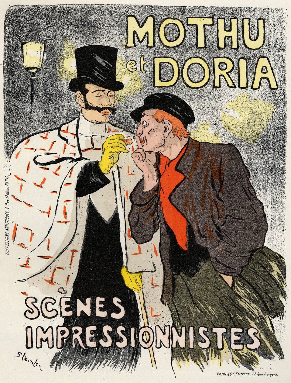 Taide. Viihde. Laulajan Mouth ja Doria. Steinlen, Ranskan juliste tekijältä Théophile Alexandre Steinlen