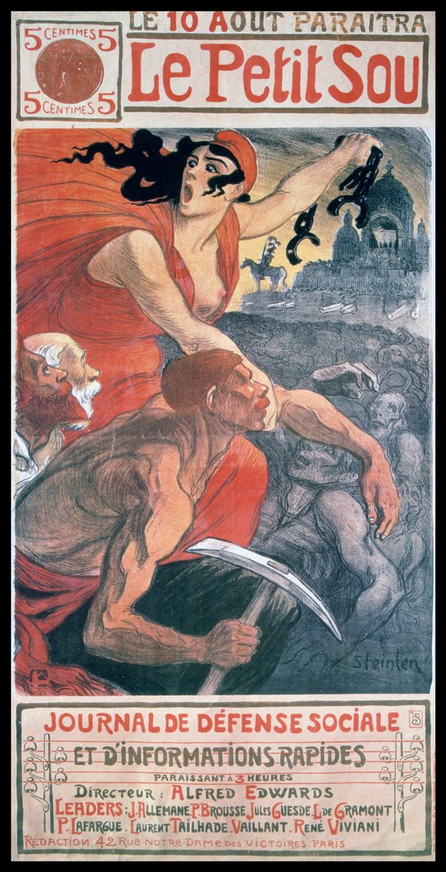 Steinlenin jugend-kansisuunnittelu ranskalaiselle Le Petit Sou -lehdelle tekijältä Théophile Alexandre Steinlen
