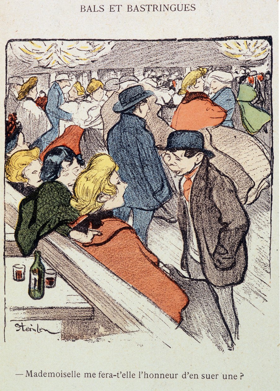 Bals and Bastringues: Tekeekö neiti minulle kunnian hikoilla yhden? Steinlenin teoksessa "Elämässä". tekijältä Théophile Alexandre Steinlen