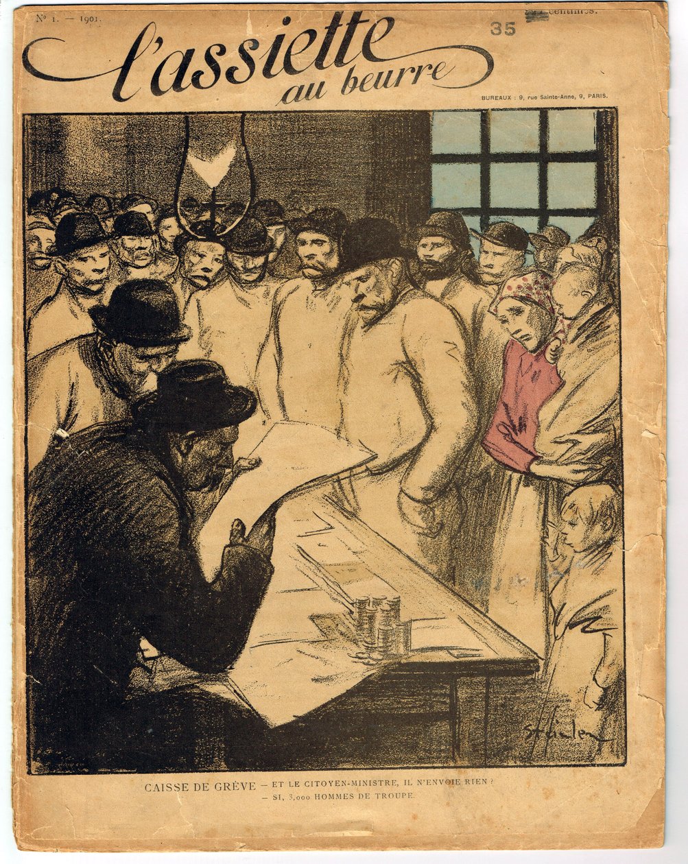 Kansi "" The Butter Plate" -levylle, numero 1, Satiirinen väreissä tekijältä Théophile Alexandre Steinlen