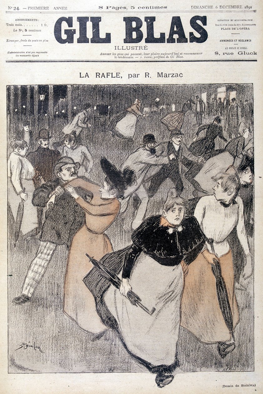 Steinlenin piirros Gil Blasissa, 12.6.1891. tekijältä Théophile Alexandre Steinlen
