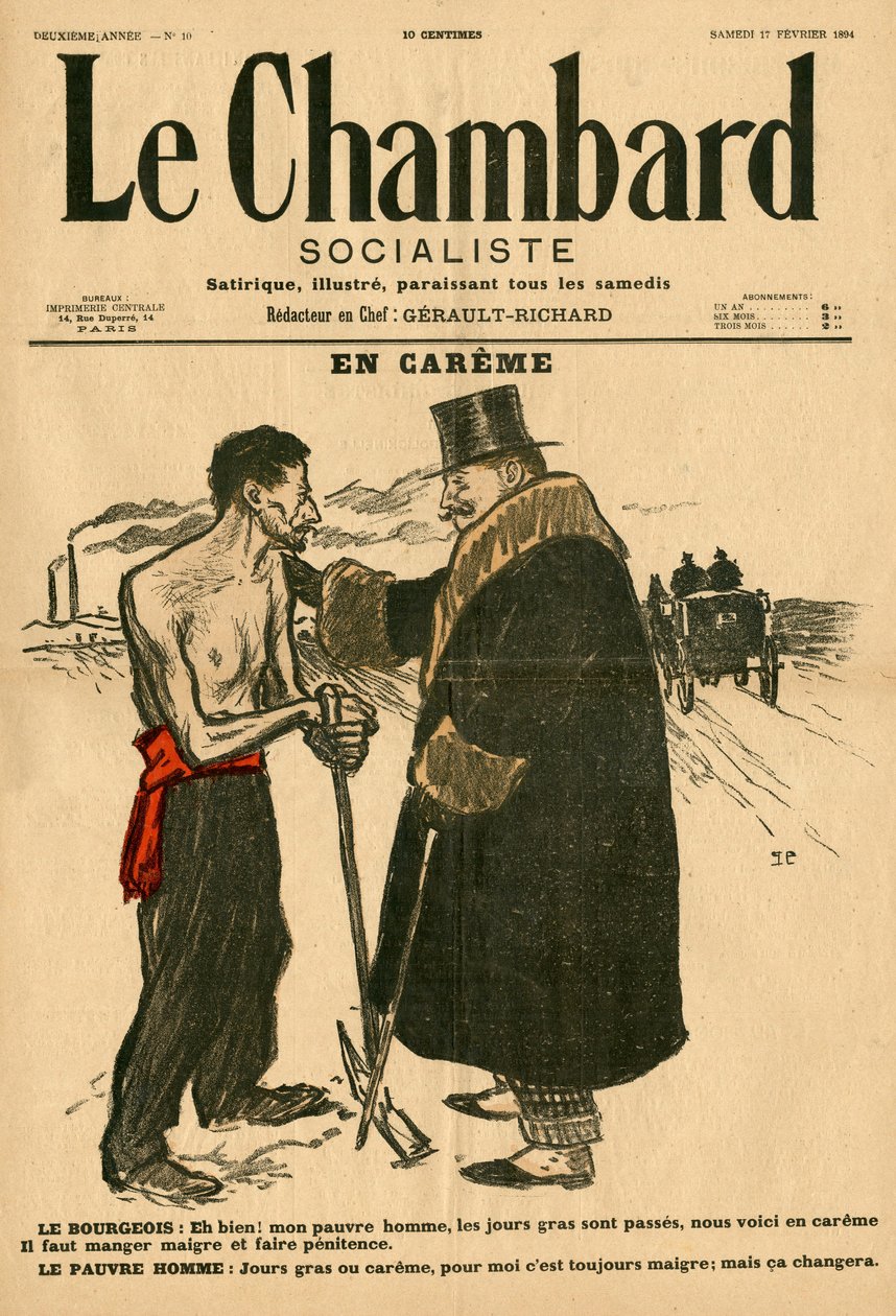 Le Chambard Socialiste, numero 10, satiirinen väri tekijältä Théophile Alexandre Steinlen