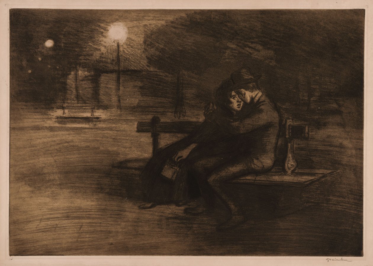 Rakastavaiset penkillä tekijältä Théophile Alexandre Steinlen