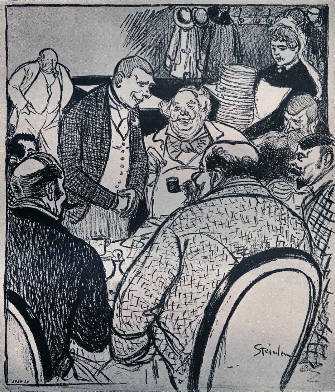 Paris Café -kohtaus, kirjoittanut Théophile Steinlen tekijältä Théophile Alexandre Steinlen