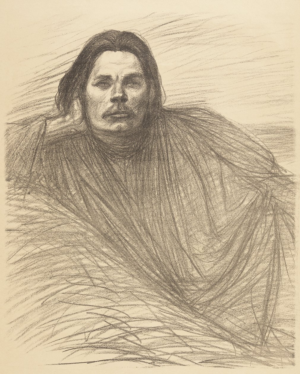 Makuulla olevan Maksim Gorkin muotokuva tekijältä Théophile Alexandre Steinlen