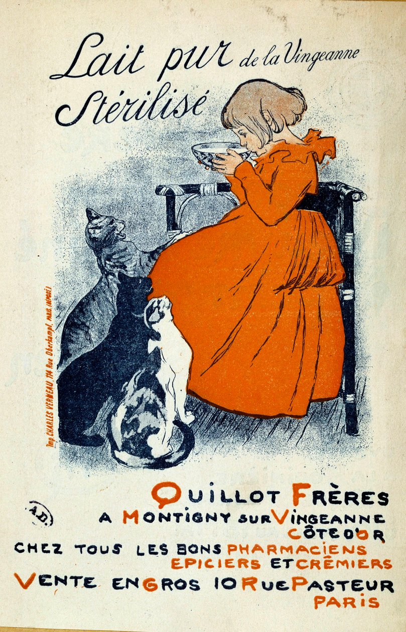 Theophile-Alexandre Steinlenin (1859-1923) juliste "Lait pure de la Vingeanne sterilisation: Quillot Freres a Montigny sur Vingeanne - Cote d