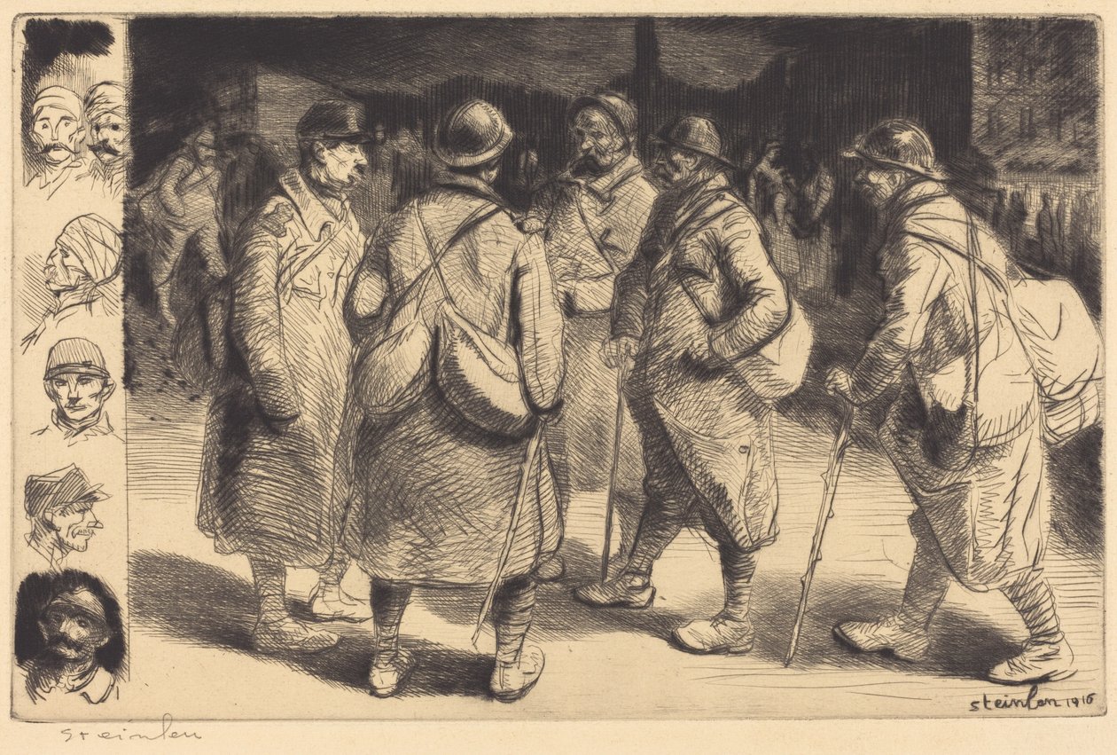 Lomalla olevat sotilaat – Yökuva (Lomalla olevat sotilaat – Yövaikutelma) tekijältä Théophile Alexandre Steinlen