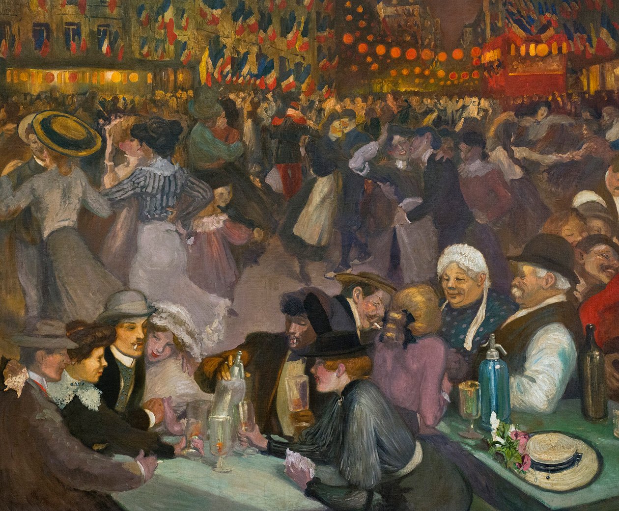 Bastille-päivän tanssi (14. heinäkuuta) - Alexandre Theophile Steinlen (1859-1923) - yksityiskohta kappaleesta "" Bal du 14 juillet" tekijältä Théophile Alexandre Steinlen