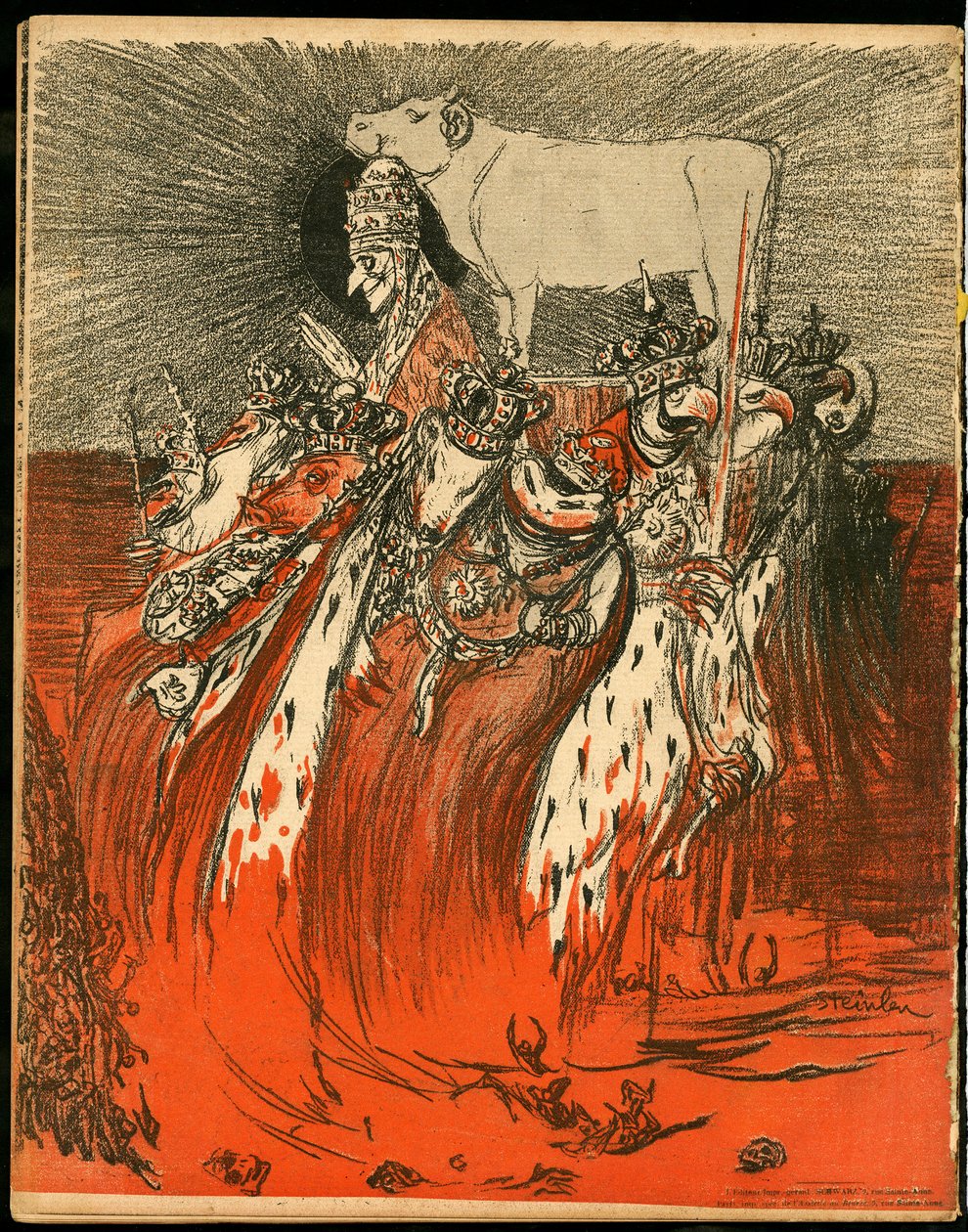 The Butter Plate, numero 47, Satiirinen väreissä tekijältä Théophile Alexandre Steinlen