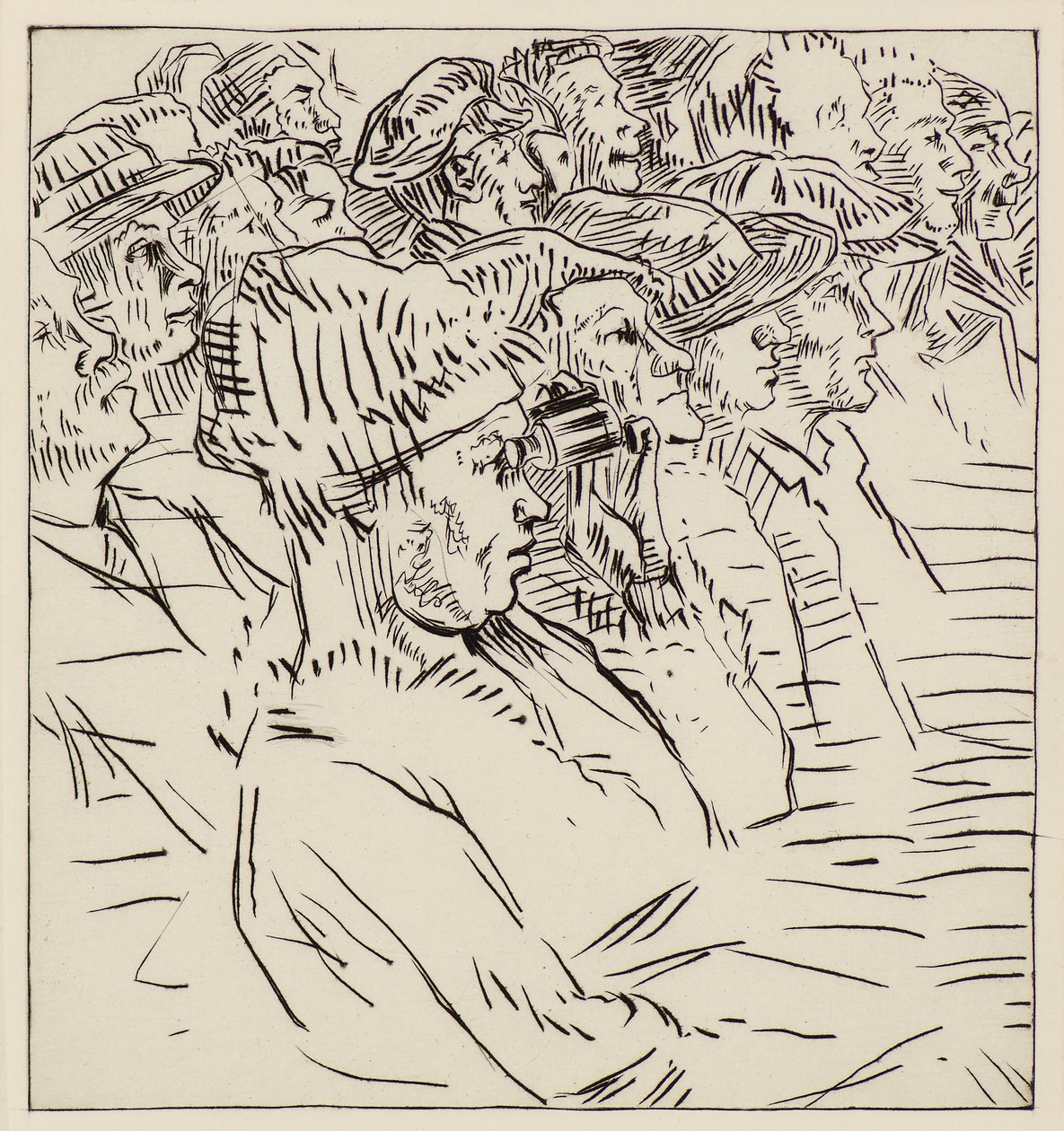 Teatteriyleisö, 1900-luku (etsaus) tekijältä Therese Lessore