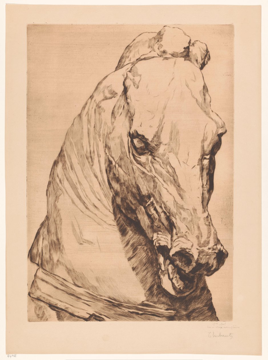 Yksisarvisen pää antiikkipatsaasta tekijältä Thiebautz (signed by artist)