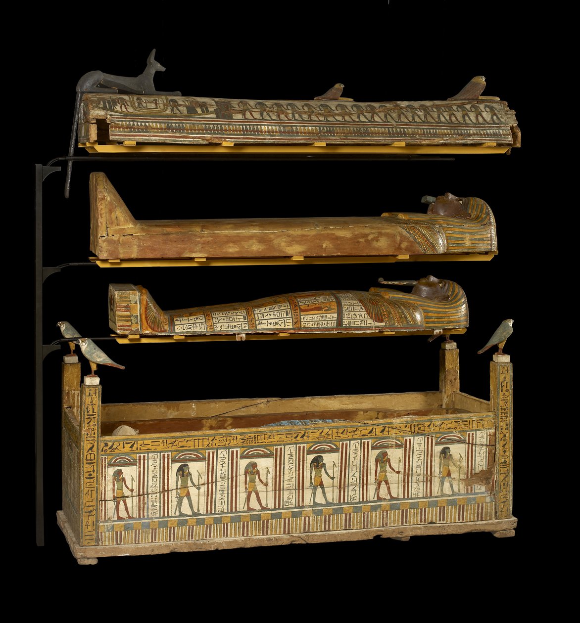 Djeddjehutefankh, täydellinen muumio sisäarkun puusta ja luusta tekijältä Third Intermediate Period Egyptian