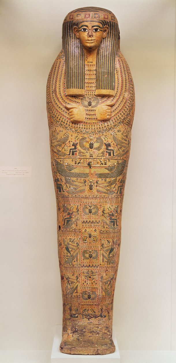 Nimettömän henkilön egyptiläinen arkku, koristeltu rituaalikohtauksilla, n. 1050 eKr. (puu) tekijältä Third Intermediate Period Egyptian