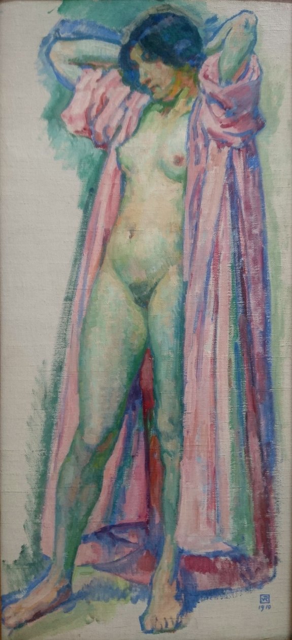 Femme au peignoir ruusu tekijältä Théo van Rysselberghe
