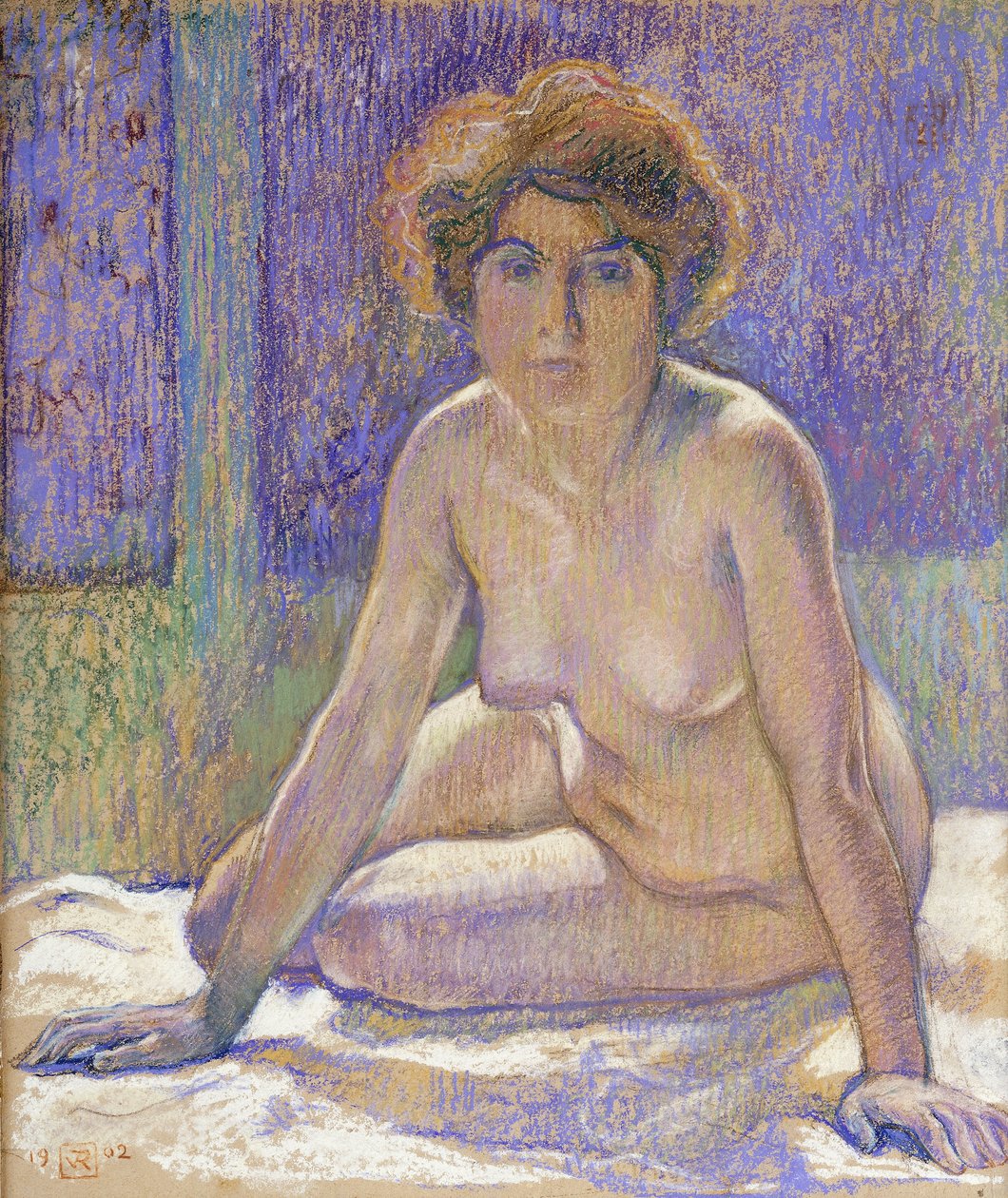 Istuva alaston nainen, n. 1912 tekijältä Théo van Rysselberghe