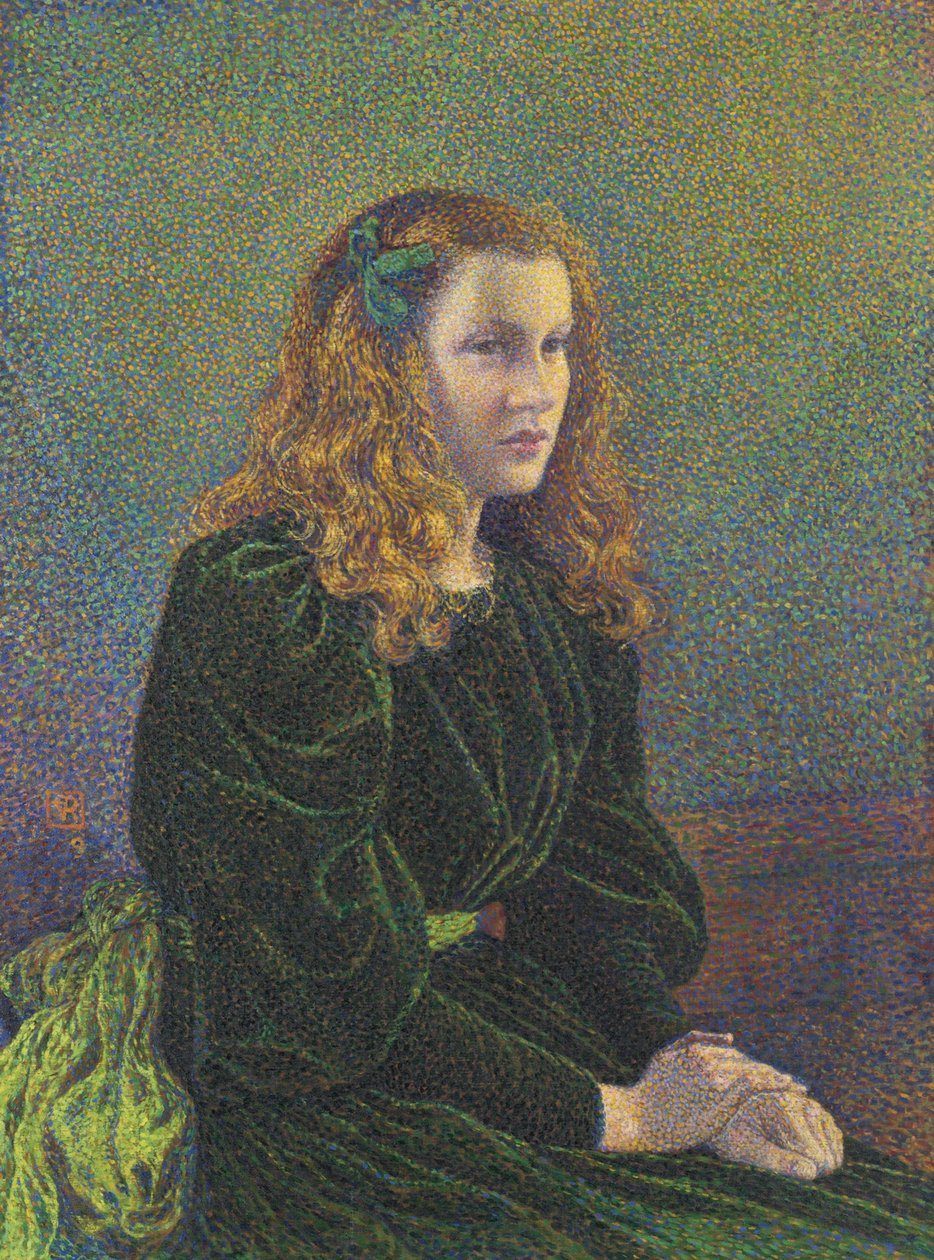 Nuori nainen vihreässä mekossa Germaine Maréchal, 1893 tekijältä Théo van Rysselberghe