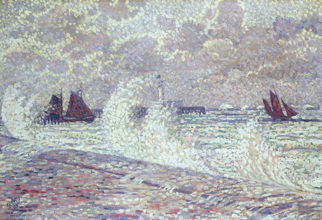 Meri päiväntasauksen aikana, Boulogne-sur-Mer, 1900 tekijältä Théo van Rysselberghe