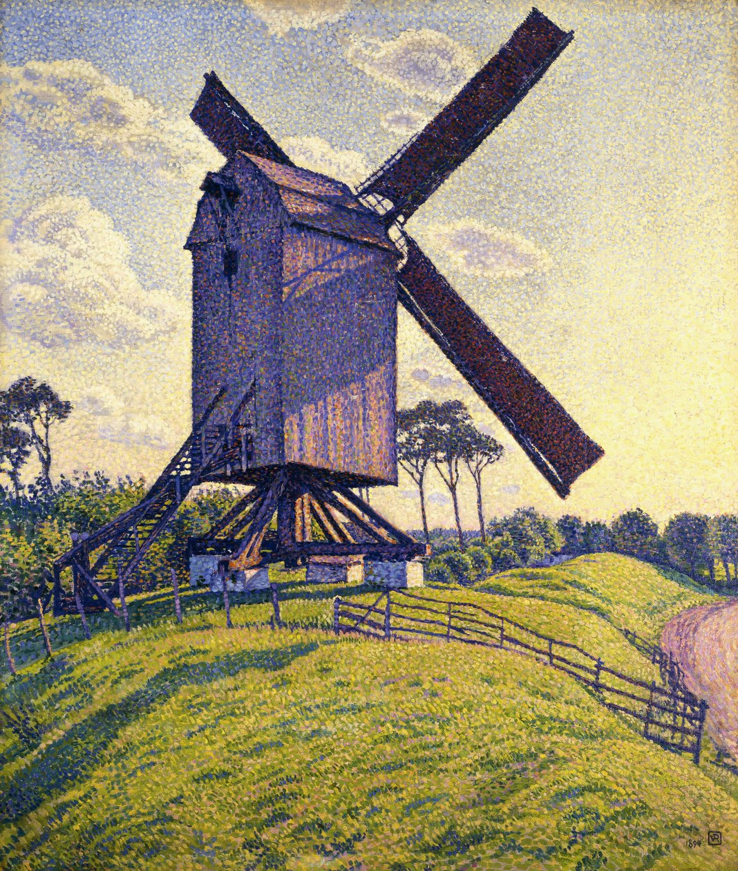 Tuulimylly Flanderissa; Mylly Flanderissa, 1894 tekijältä Théo van Rysselberghe