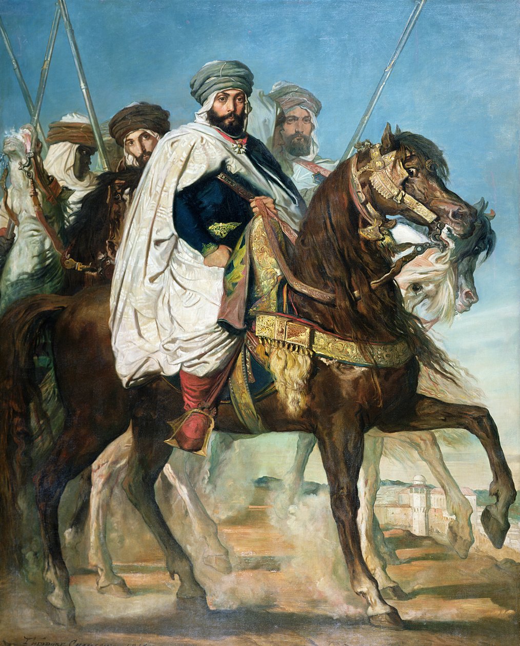 Ali Ben Ahmed, Konstantinuksen viimeinen kalifi, seurueineen Constantinuksen ulkopuolella, 1845 tekijältä Théodore Chassériau