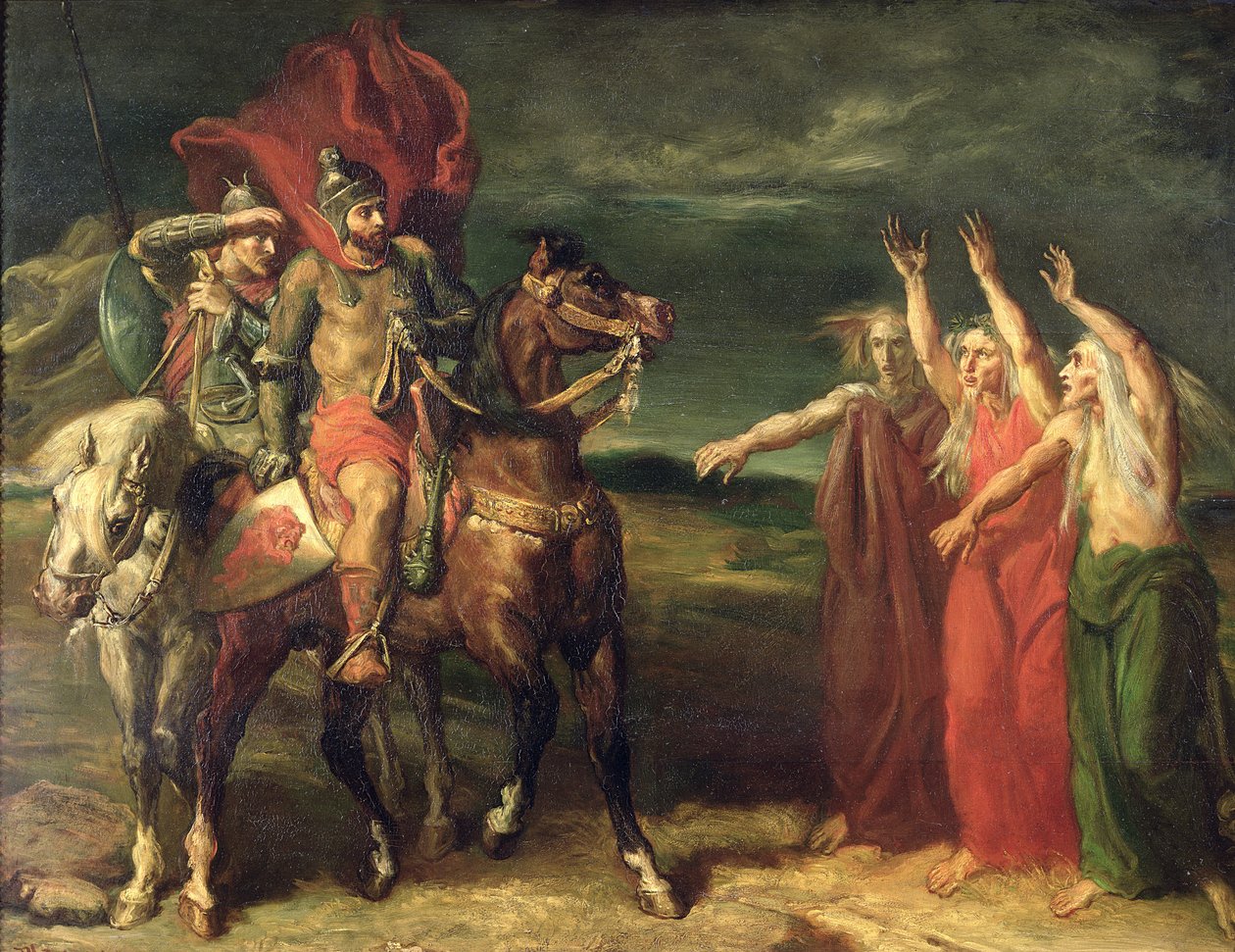 Macbeth ja kolme noitaa, 1855 tekijältä Théodore Chassériau