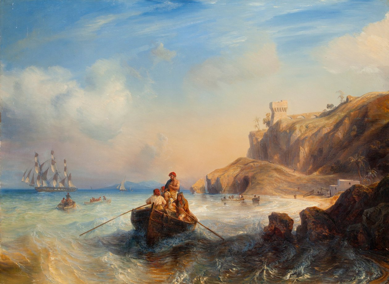 Laivoja rannikolla tekijältä Jean Antoine Theodore Gudin