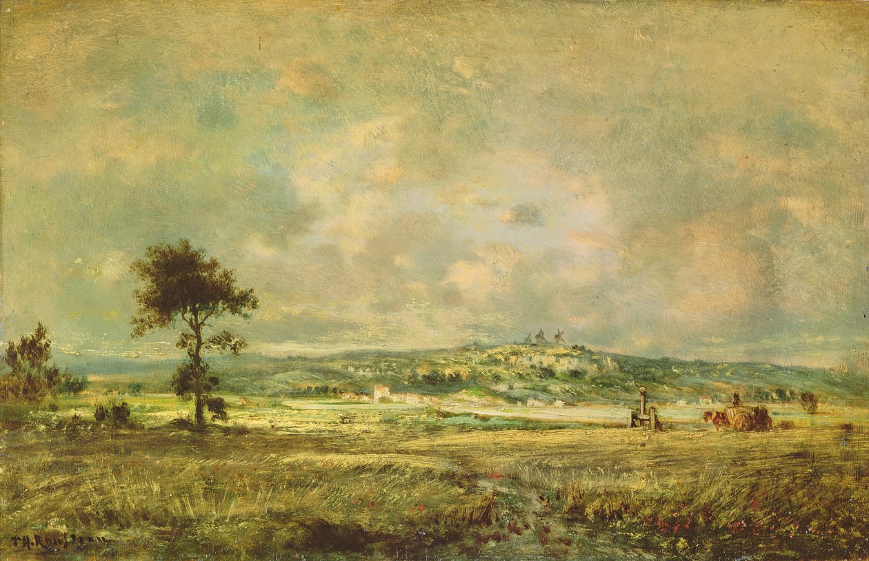 Myrskyn vaikutukset, näkymä Montmartren tasangolle tekijältä Pierre Etienne Theodore Rousseau