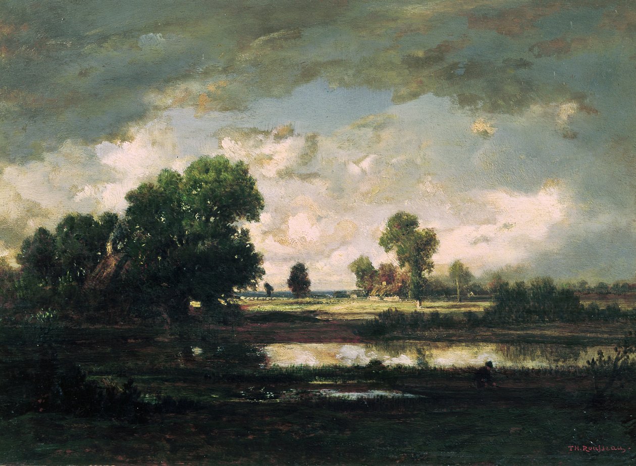 Allas myrskyisellä taivaalla, n. 1865-7 tekijältä Pierre Etienne Theodore Rousseau