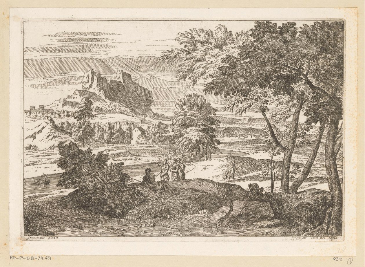 Arkadian maisema hahmoineen ja kaneina Suite de Paysages (sarjan nimi) tekijältä Théodore