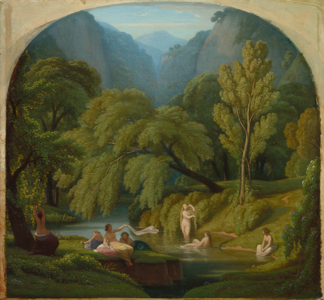 The Bathers, matkamuisto Anio-joen rannoilta Tivolissa tekijältä Théodore Caruelle d