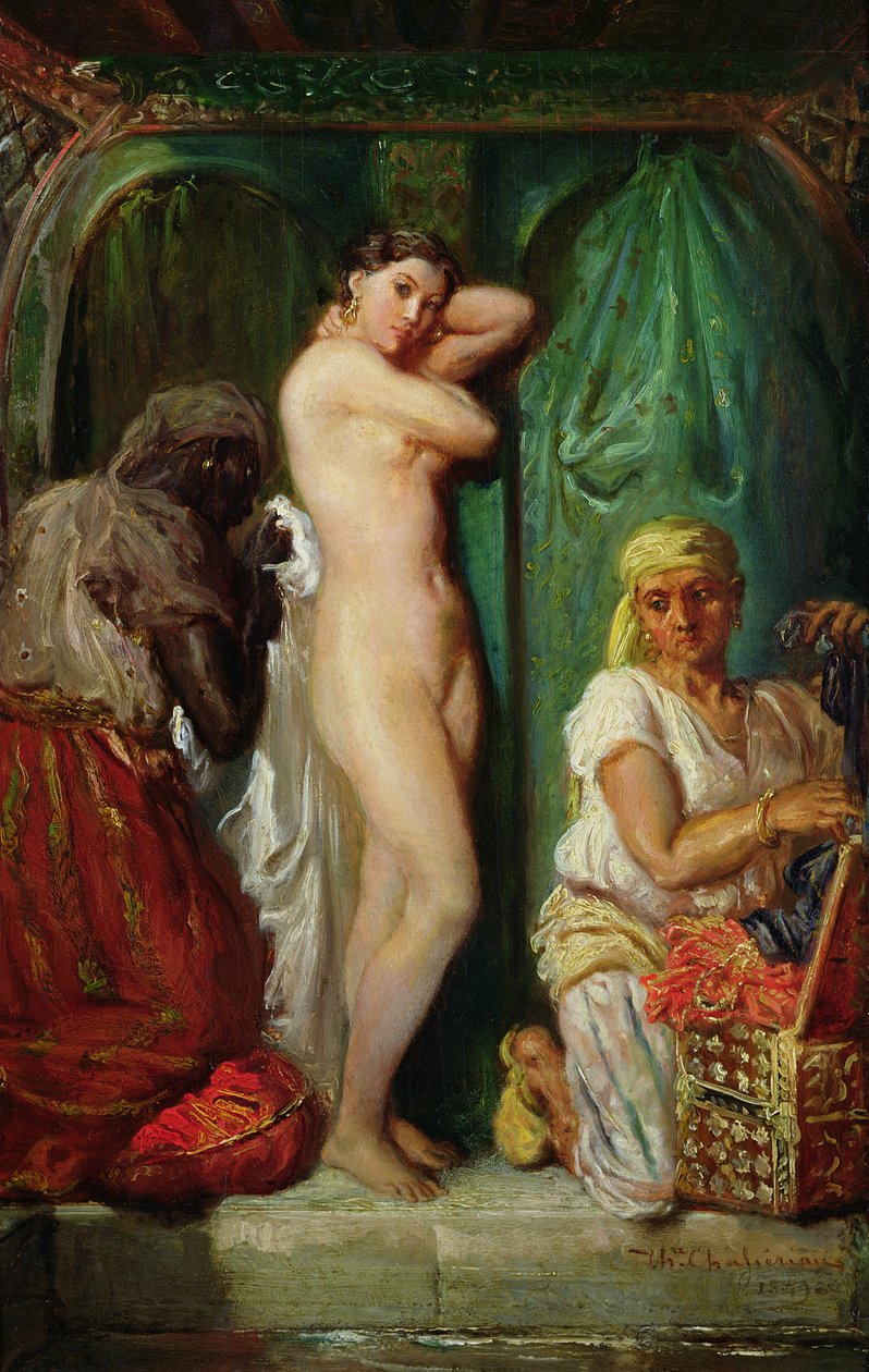 Kylpylä haaremissa, 1849 tekijältä Théodore Chassériau