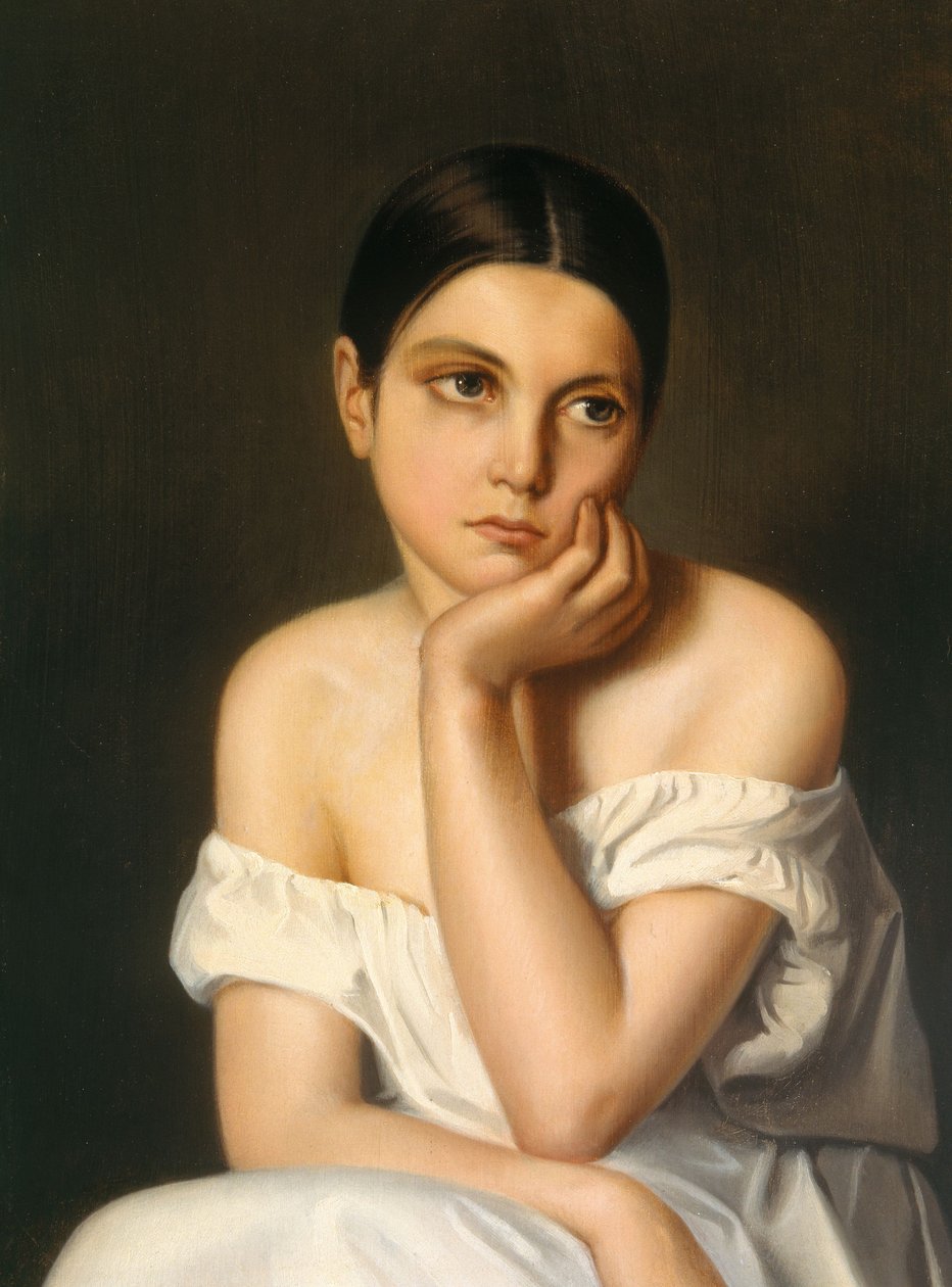 Nuori tyttö (melankolia), noin 1833-35 (öljy kartongille). tekijältä Théodore Chassériau