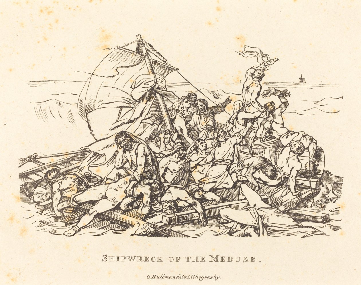 Meduse-aluksen haaksirikko tekijältä Théodore Gericault and Nicolas Toussaint Charlet