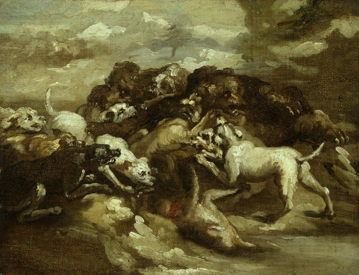 Saksa: Koirat taistelevat karhuja vastaan tekijältä Theodore Gericault