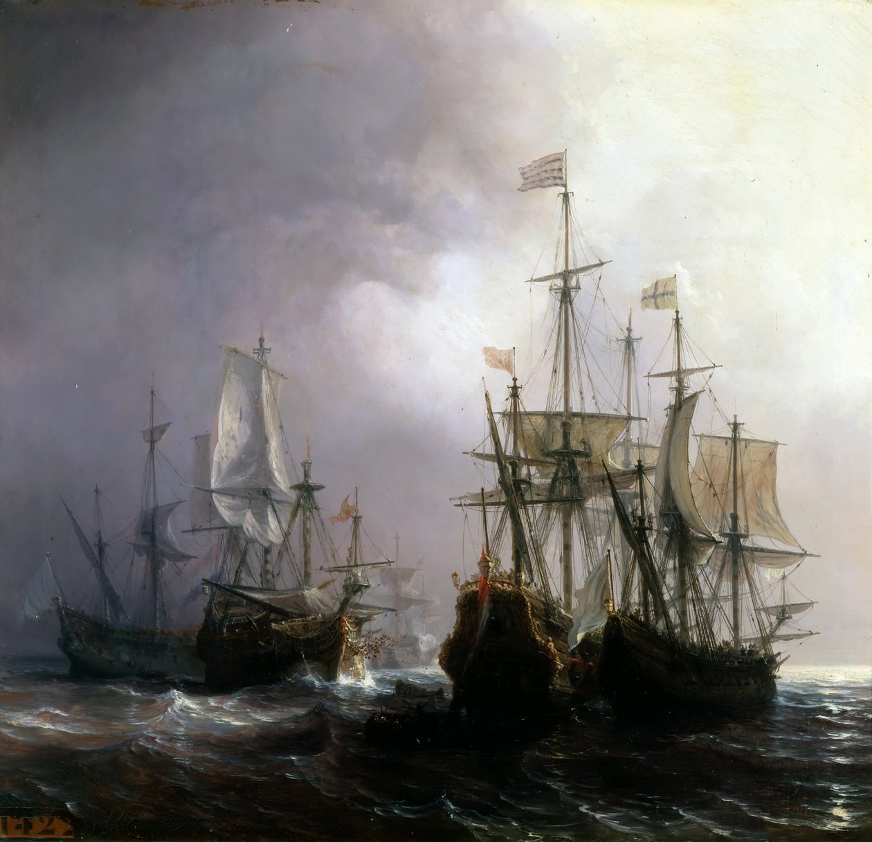 Ranskalaiset Fidèle-, Mutine- ja Jupiter-alukset vangitsivat kolme hollantilaista kauppa-alusta vuonna 1711 tekijältä Jean Antoine Theodore Gudin