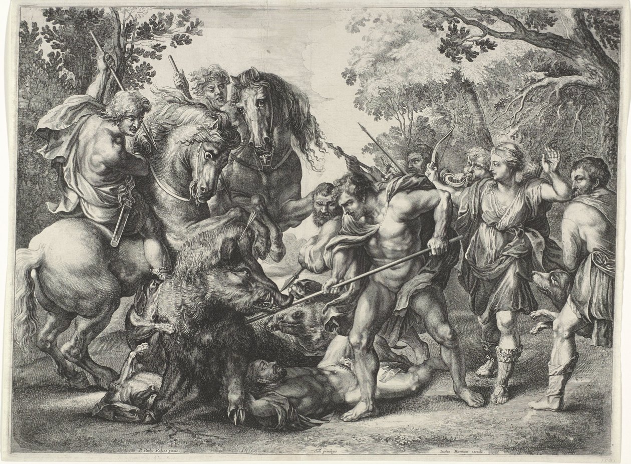 Kalydonian villisian metsästys tekijältä Théodorus van Kessel