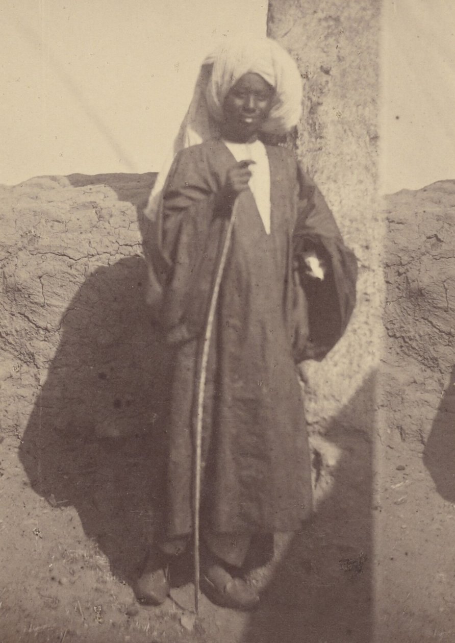 [Muotokuva nuoresta pohjoisafrikkalaisesta miehestä, joka seisoo pylvästä vasten] tekijältä Théodule Devéria