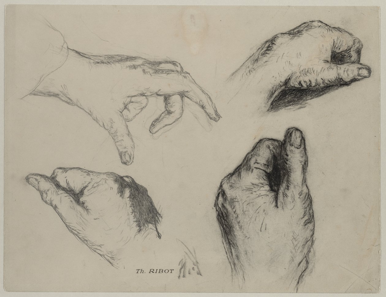 Tutkimus Hands recto, 1800-luku. tekijältä Auguste Theodule Ribot