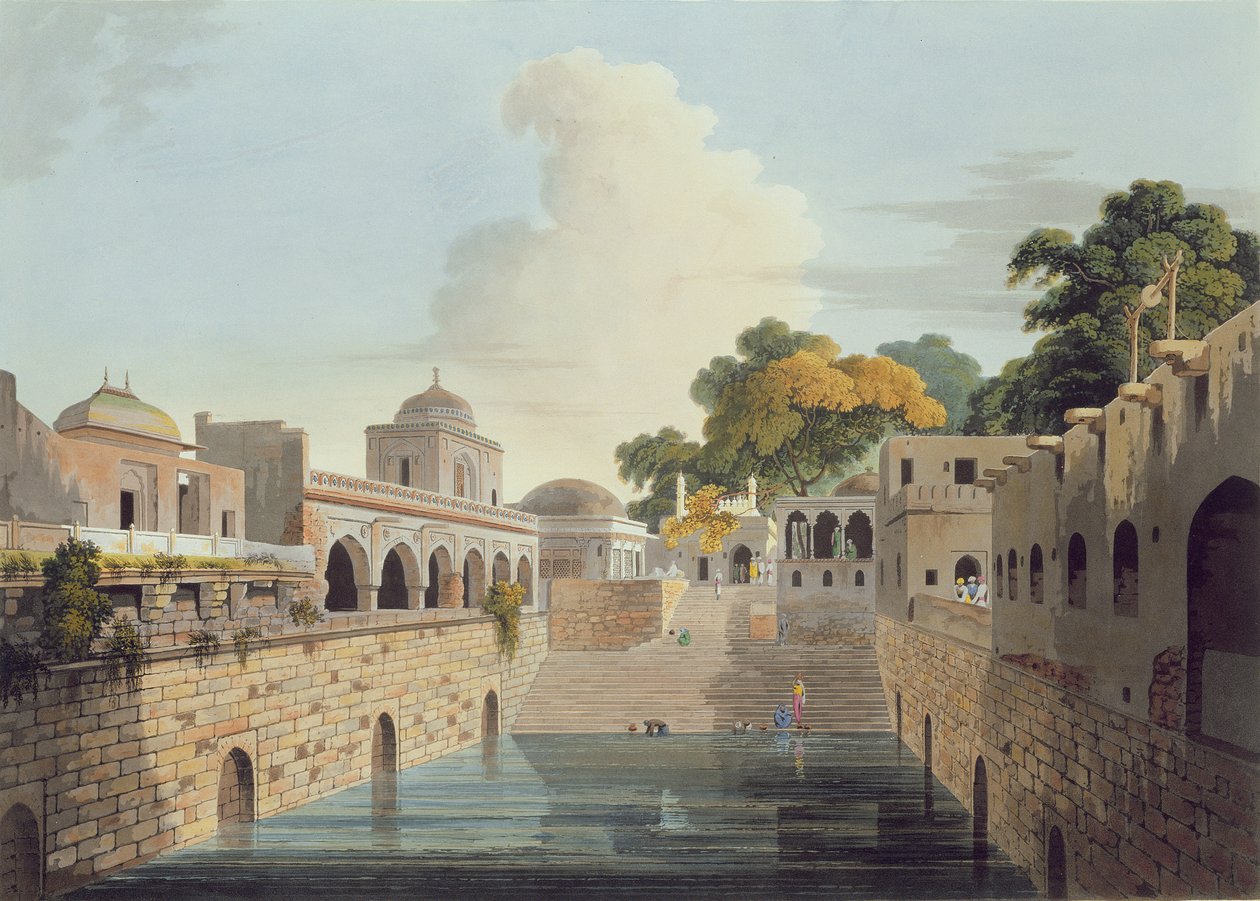 Baolee lähellä Delhin vanhaa kaupunkia, levy XVIII osassa 4 "Oriental Scenery", pubi. 1802 (akvatinta) tekijältä Thomas und William Daniell