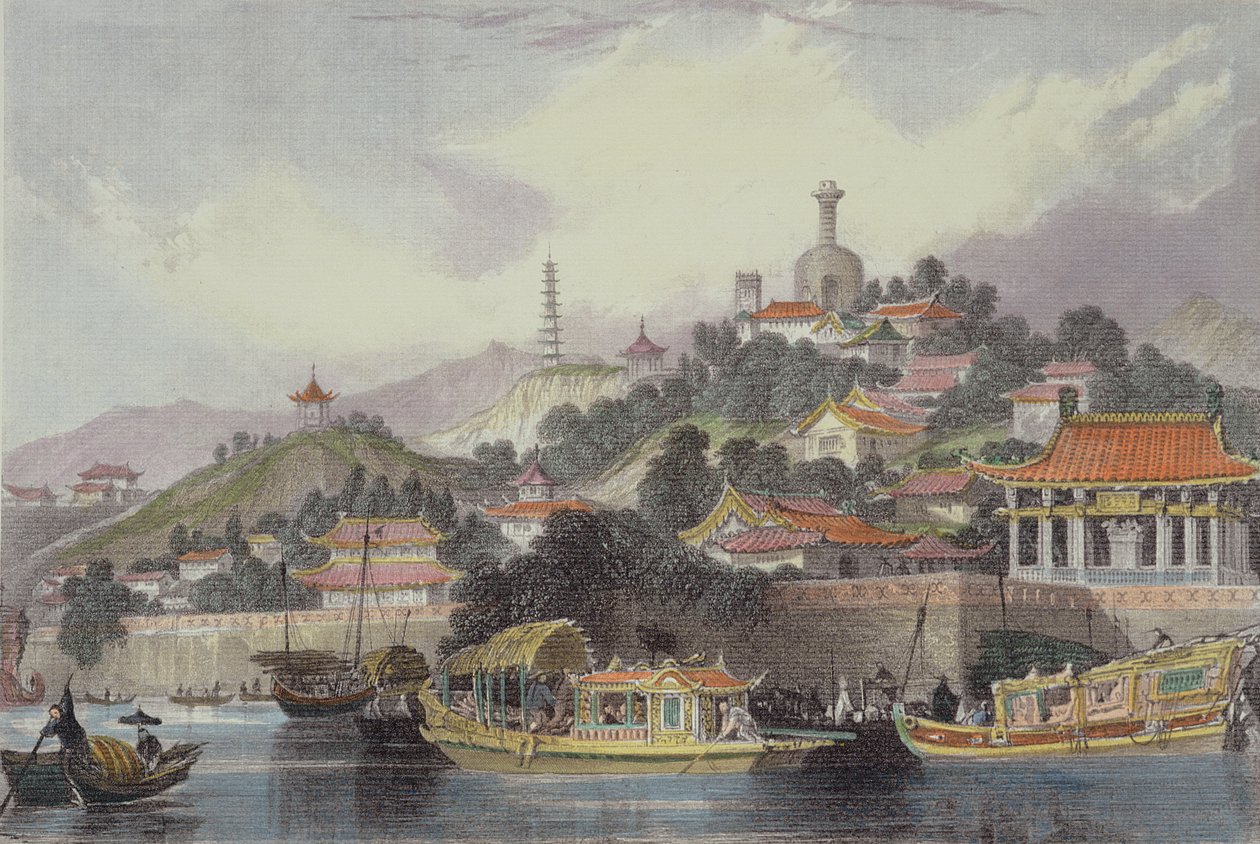 Keisarillisen palatsin puutarha, Peking, George Newenham Wrightin (n. 1790-1877) teoksesta "China in a Series of Views" 1843 tekijältä Thomas Allom